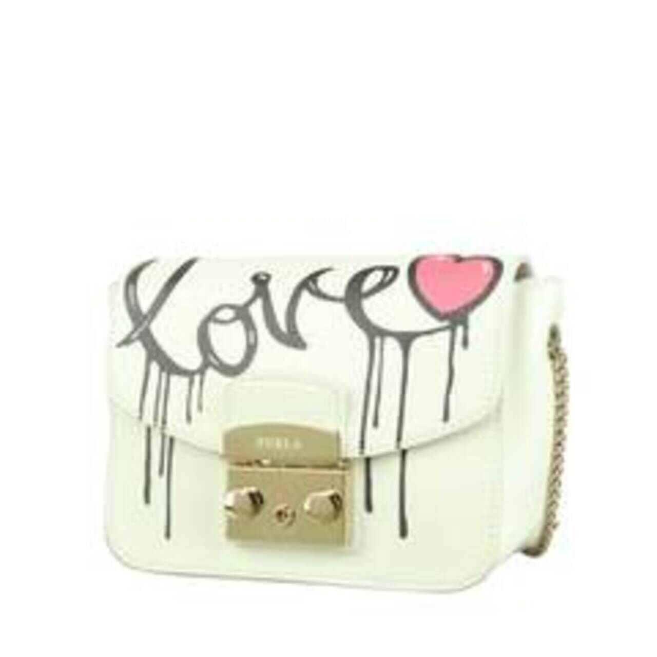 Furla Small White Bag With Love Design Sling Bag