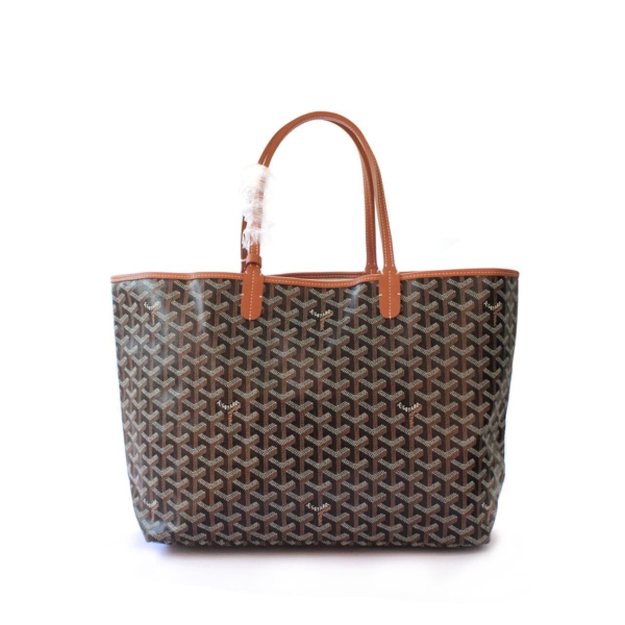 Goyard ST Louis PM Chevron Bag In Black Tan