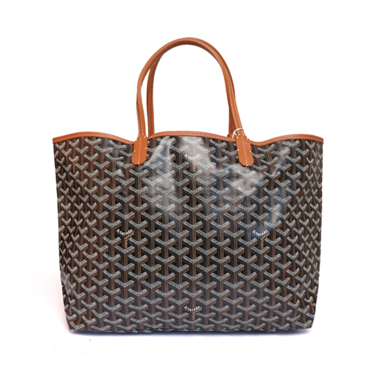 Goyard ST Louis PM Chevron Bag In Black Tan