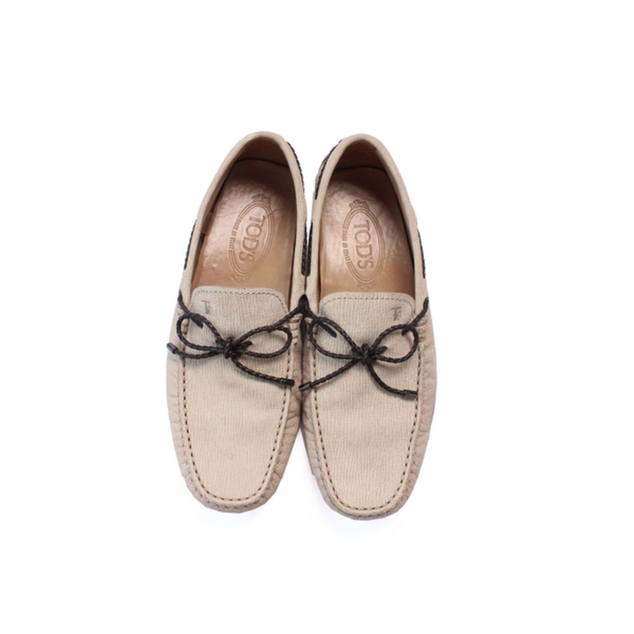 TOD'S Men City Gommino Driving Shoes Cream Leather Loafers