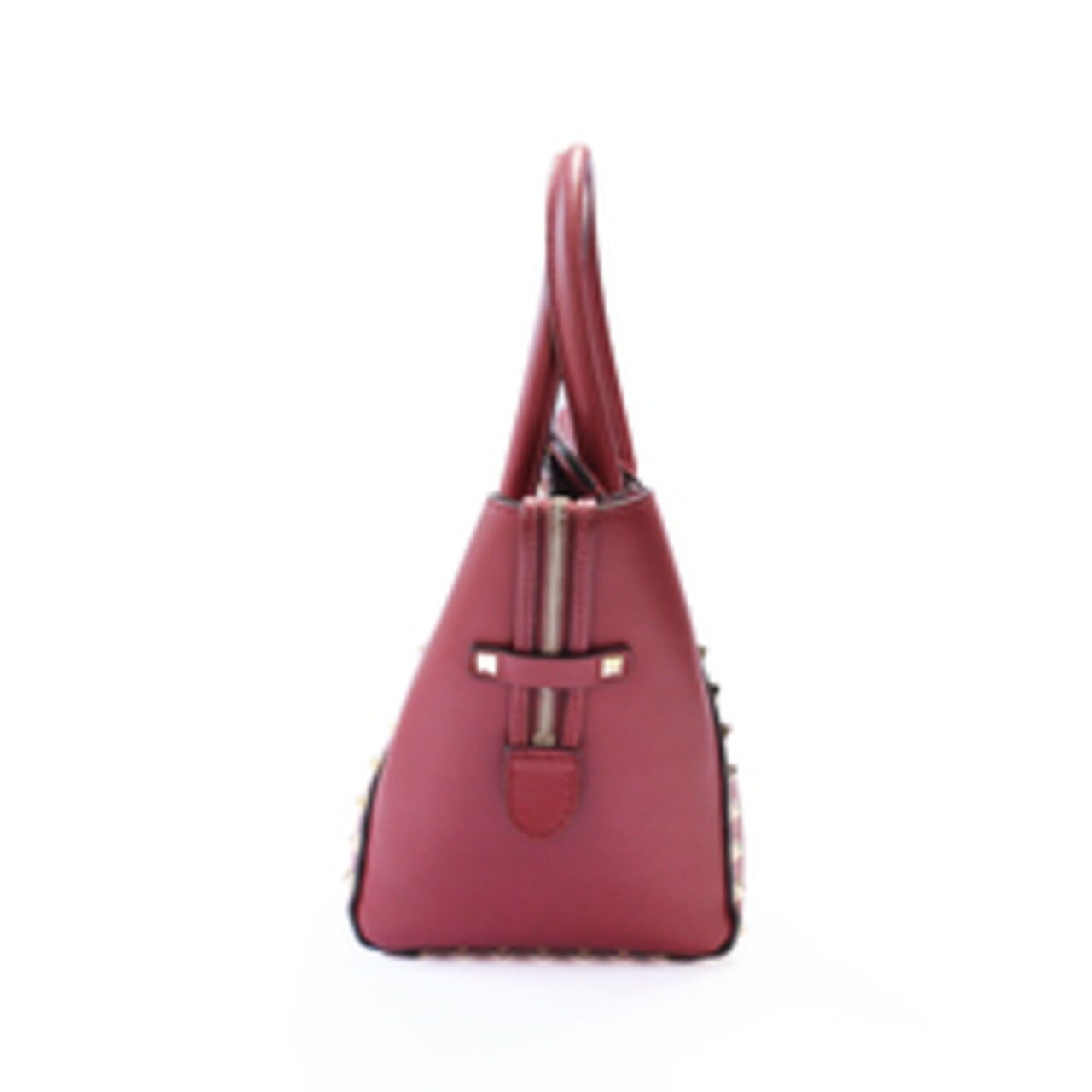 Valentino Red Leather Rockstud Small Double Handle Handbag