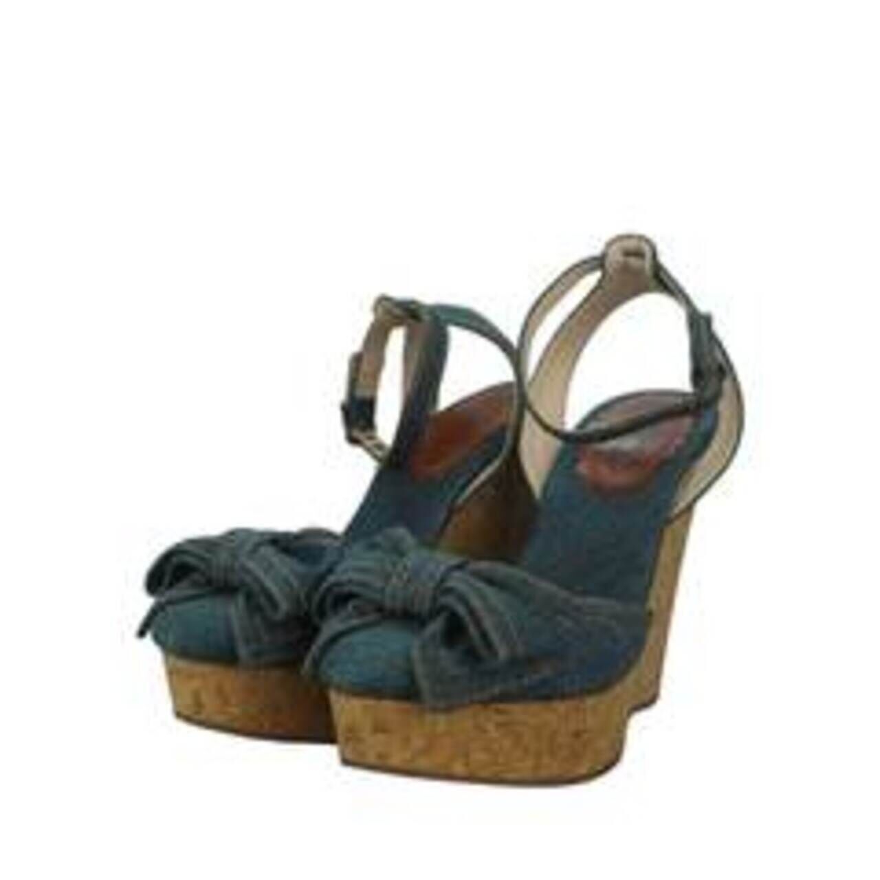 Red Valentino Bow Jeans Blue Wedges