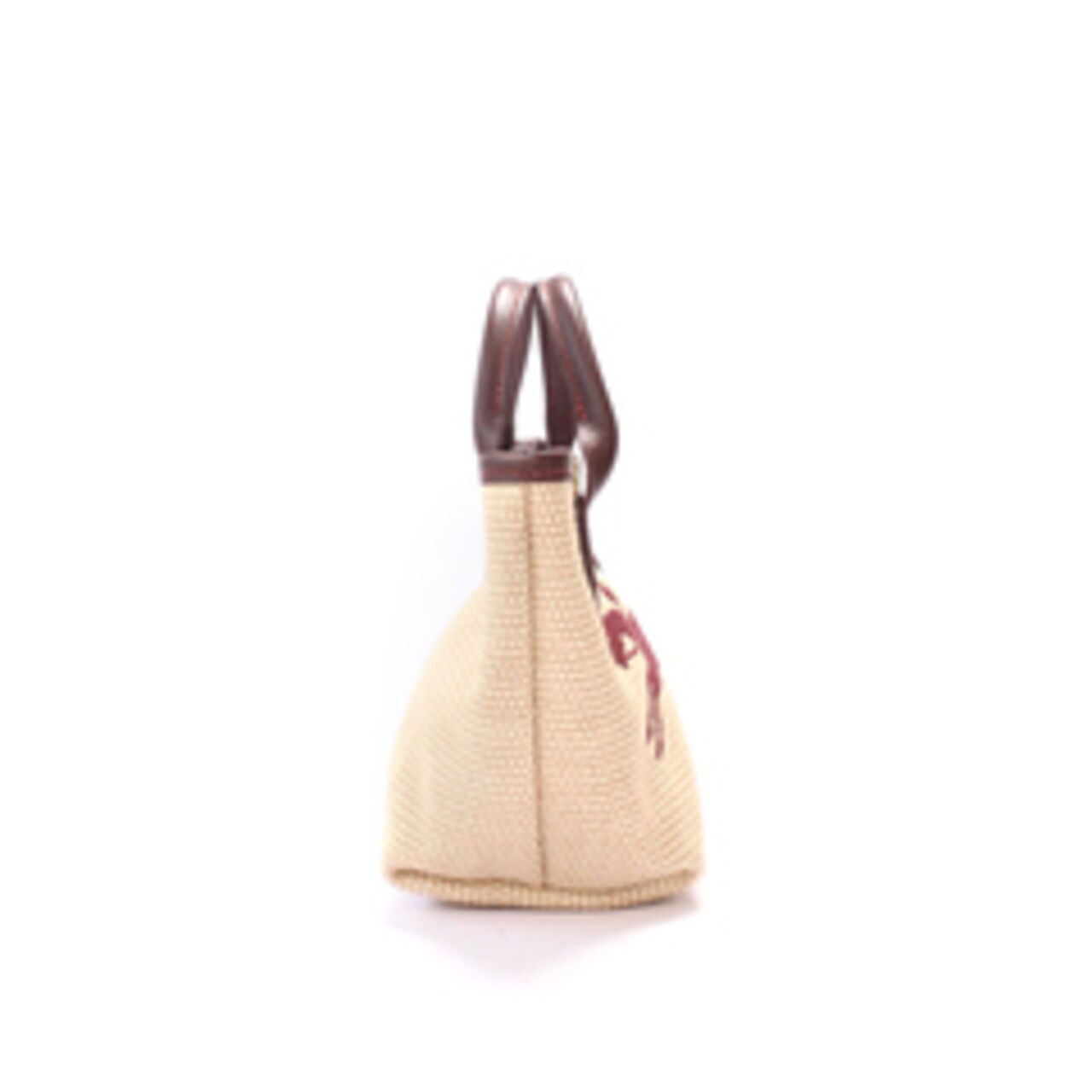 Longchamp Le Pliage Heritage Leather Logo Straw Bags In Red Satchel