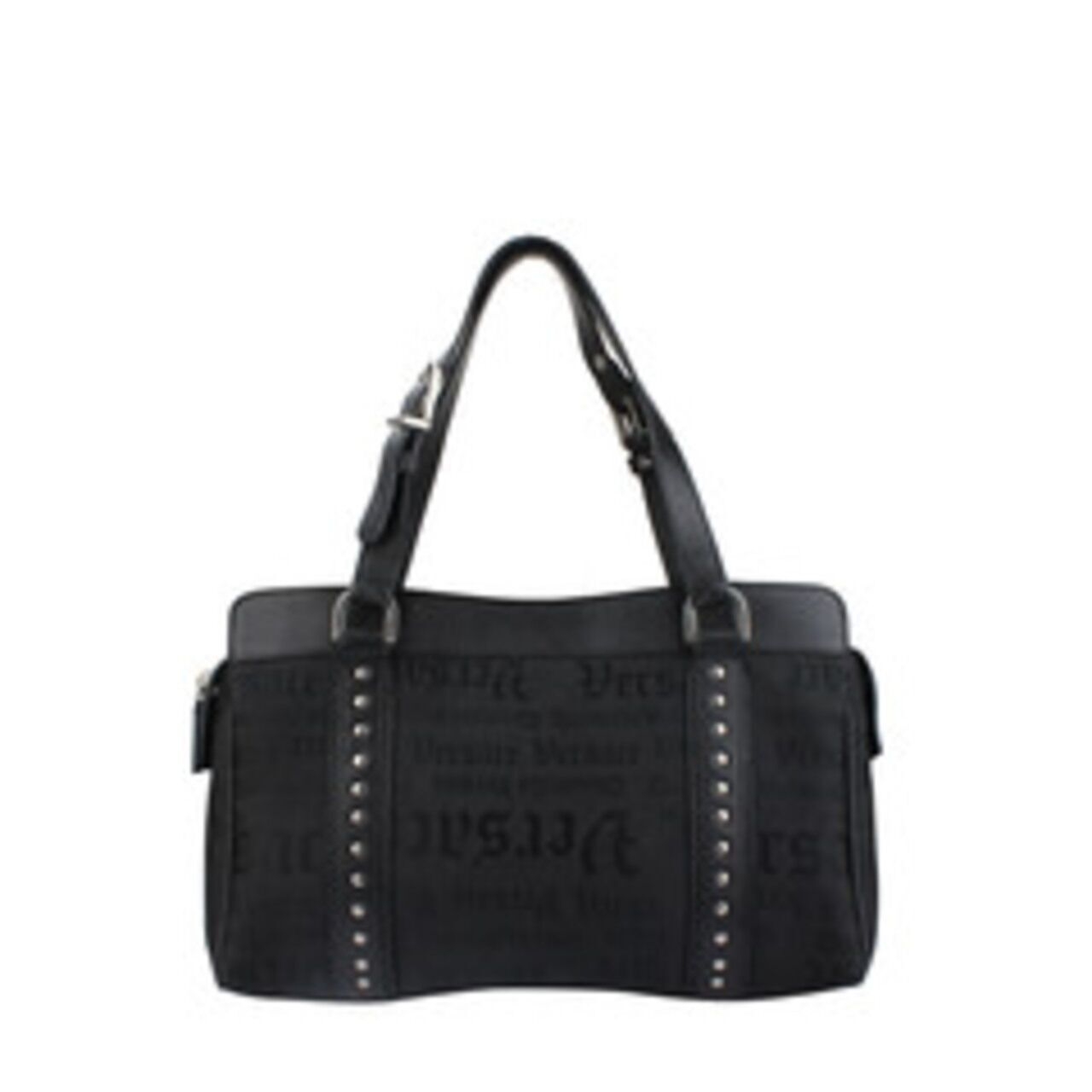 Versace Black Canvas Logo Handbag