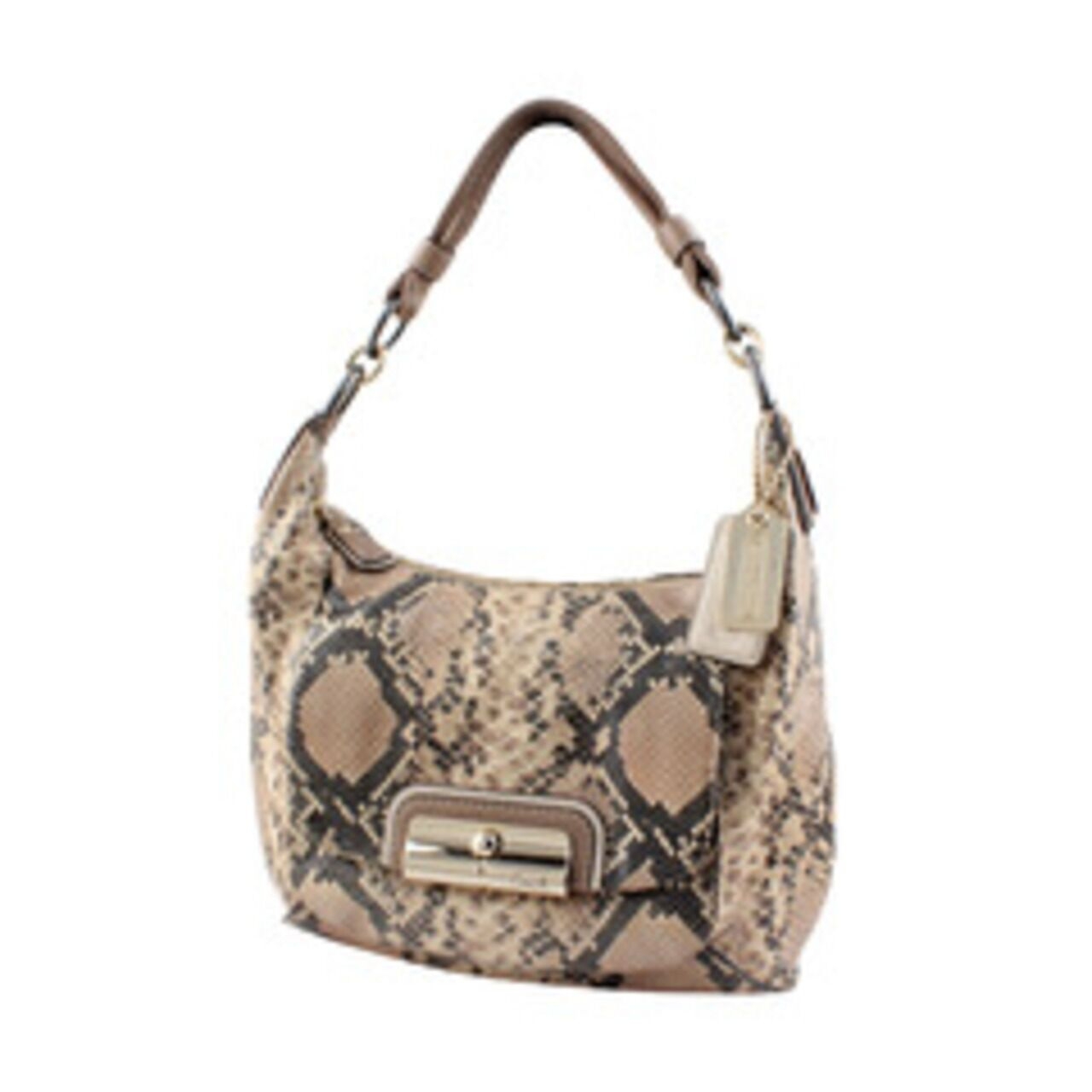 Coach Kristin Leather Embossed Python Round Satchel
