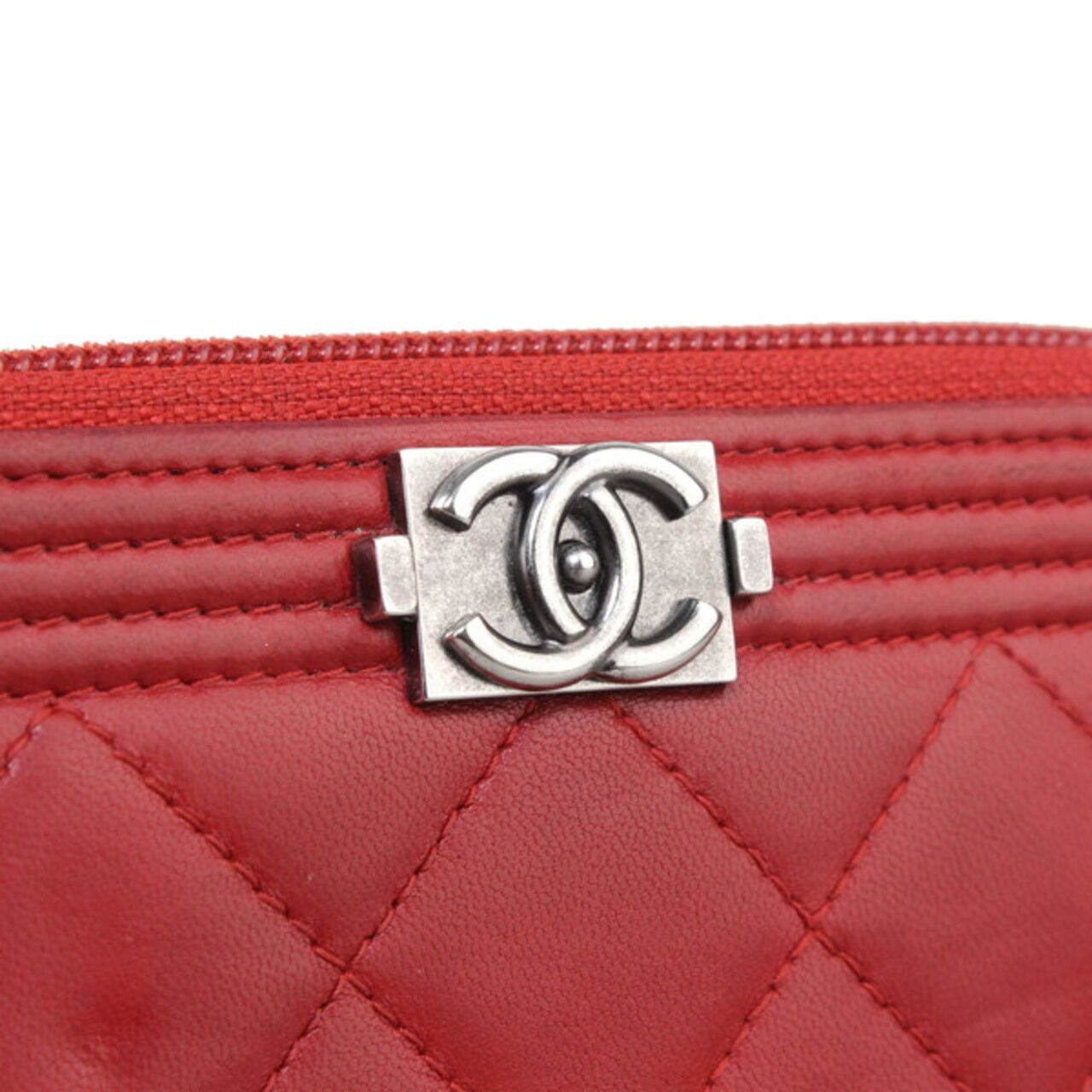 Chanel Lambskin Quilted Small Boy Zip Around Wallet