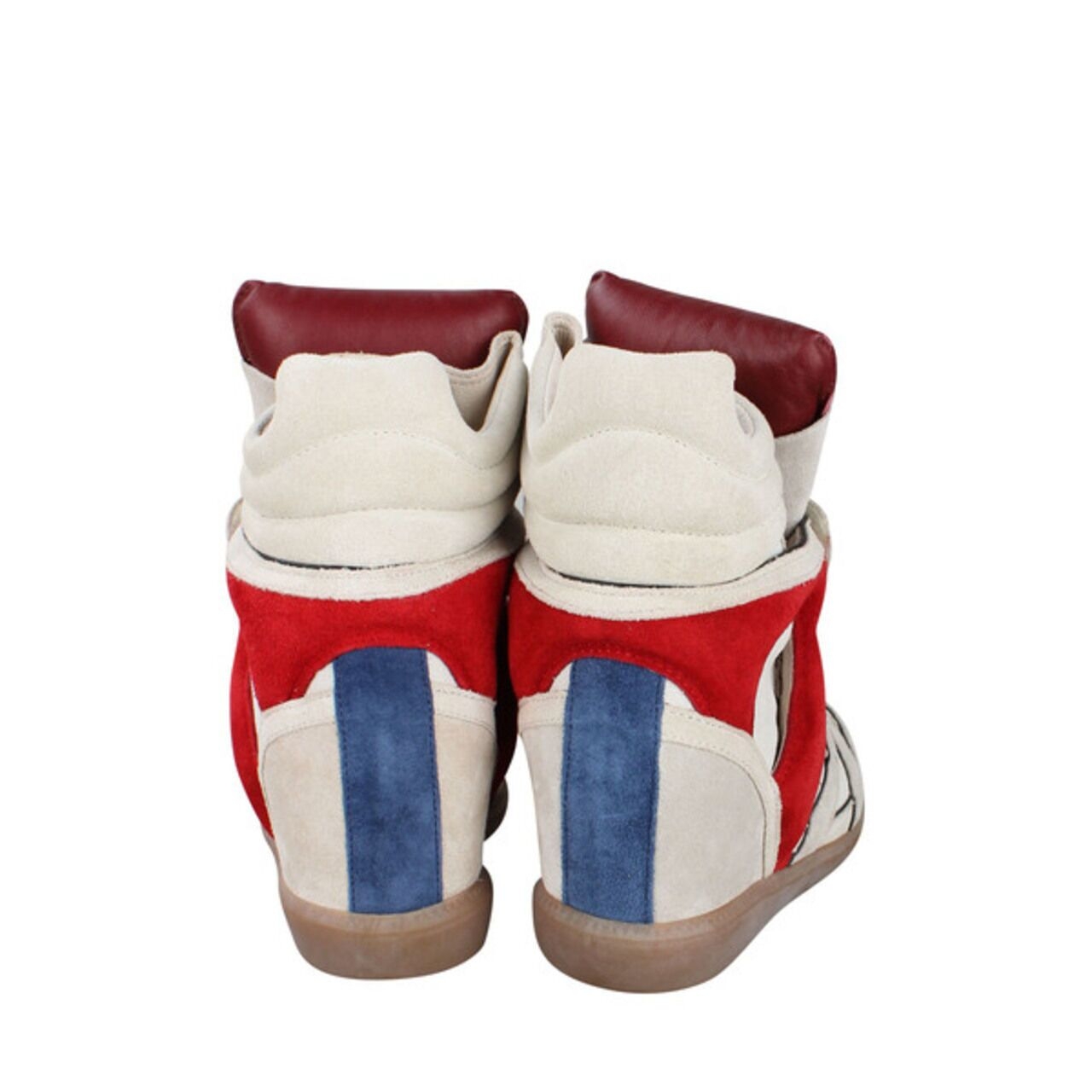 Isabel Marant Beige Suede Red Green High Top Sneakers