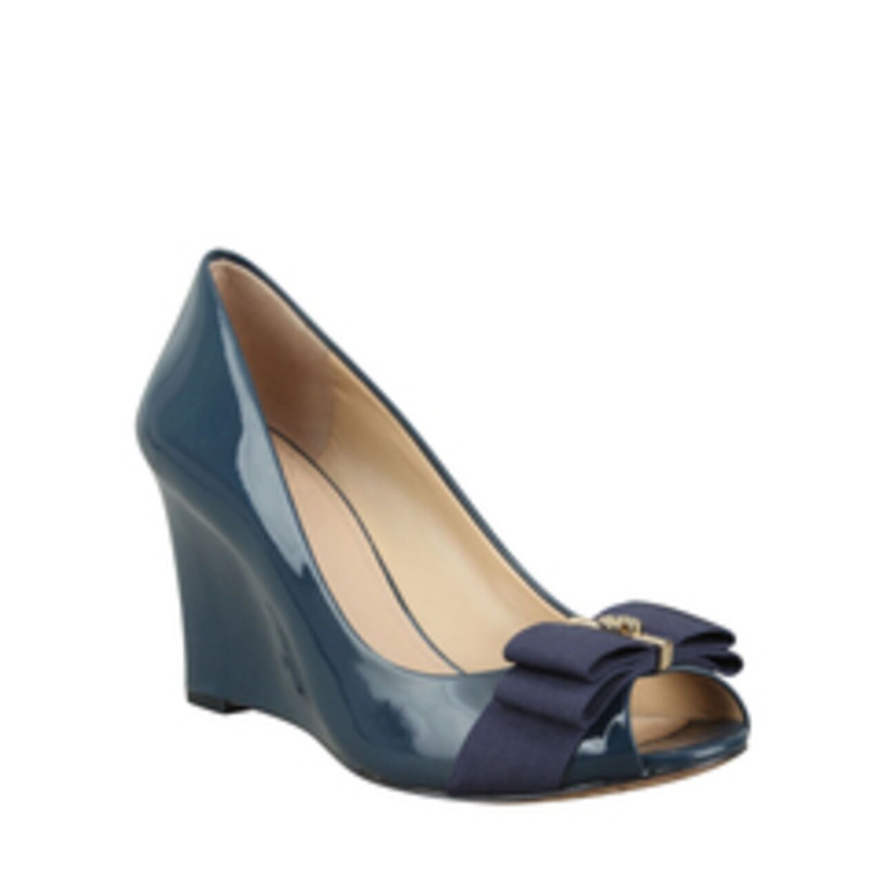 Tory Burch Peep Toe Blue Wedges