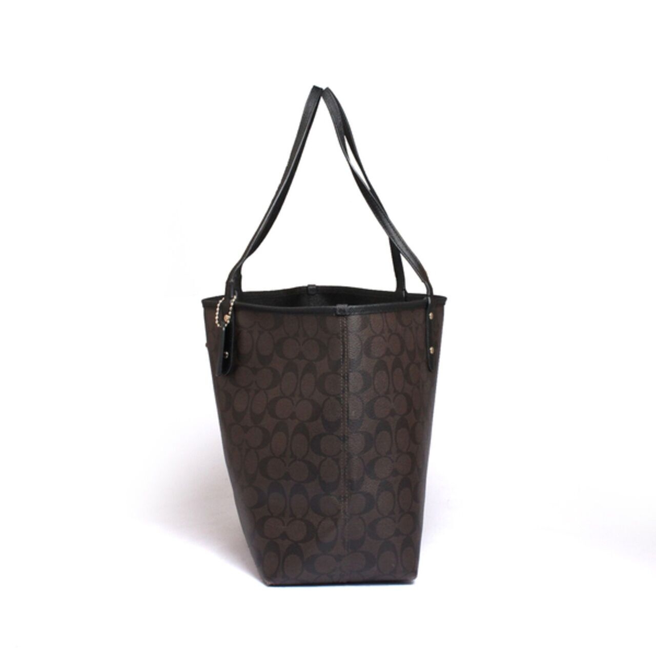 Coach Tote Bag Signature Open City Brown Black