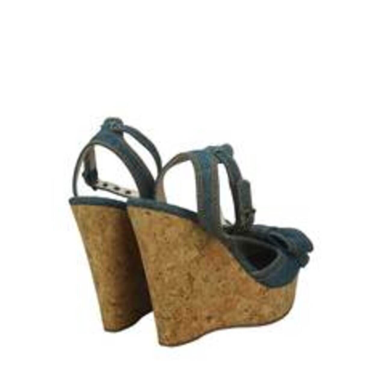 Red Valentino Bow Jeans Blue Wedges