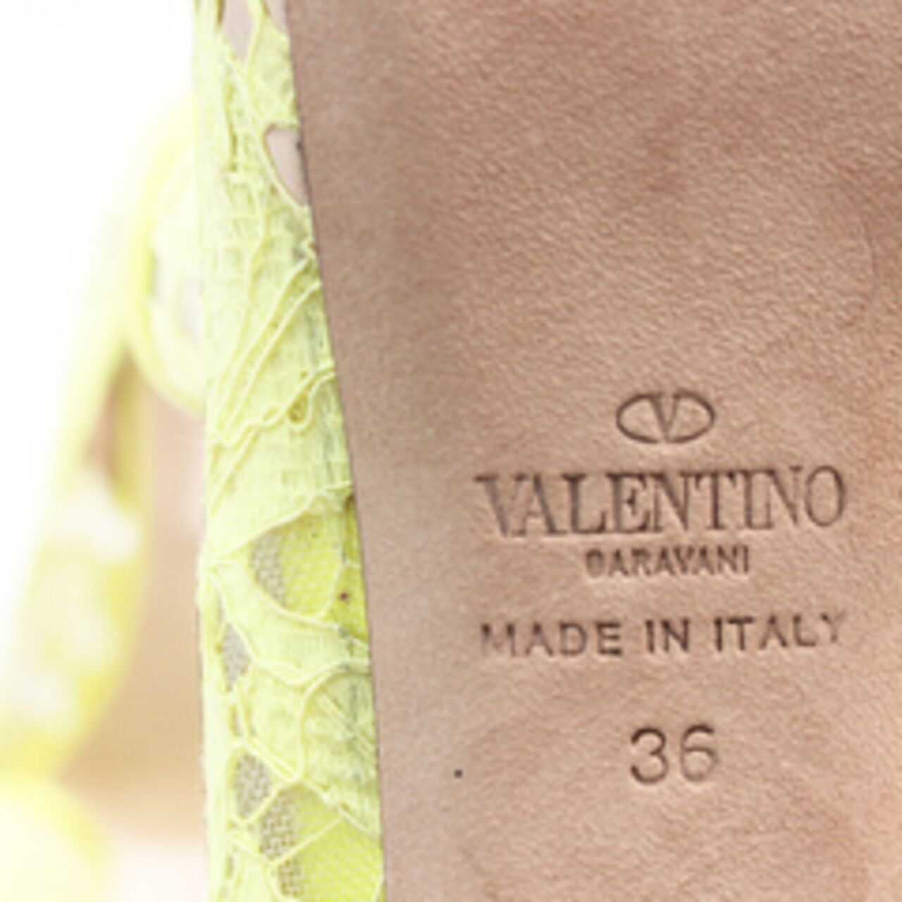 Valentino Garavani Mesh Lace Platform Heels In Yellow Heels