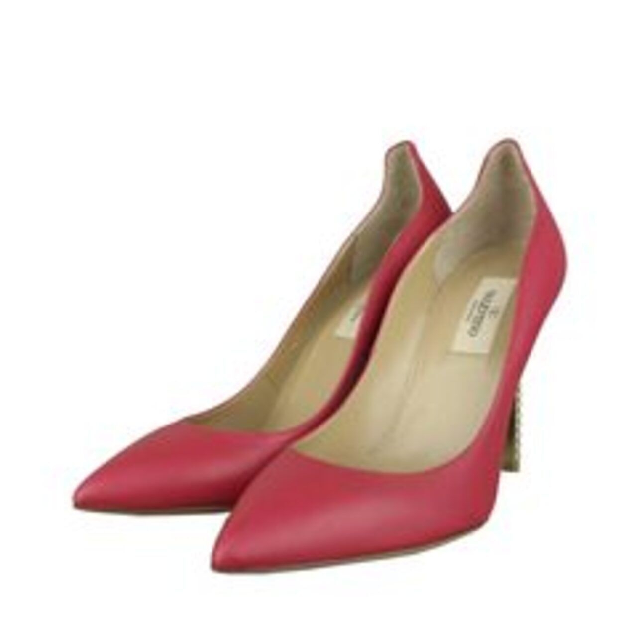 Valentino Garavani Fuschia Leather Gold Rockstud" Heel Pointed Toe Pumps Heels