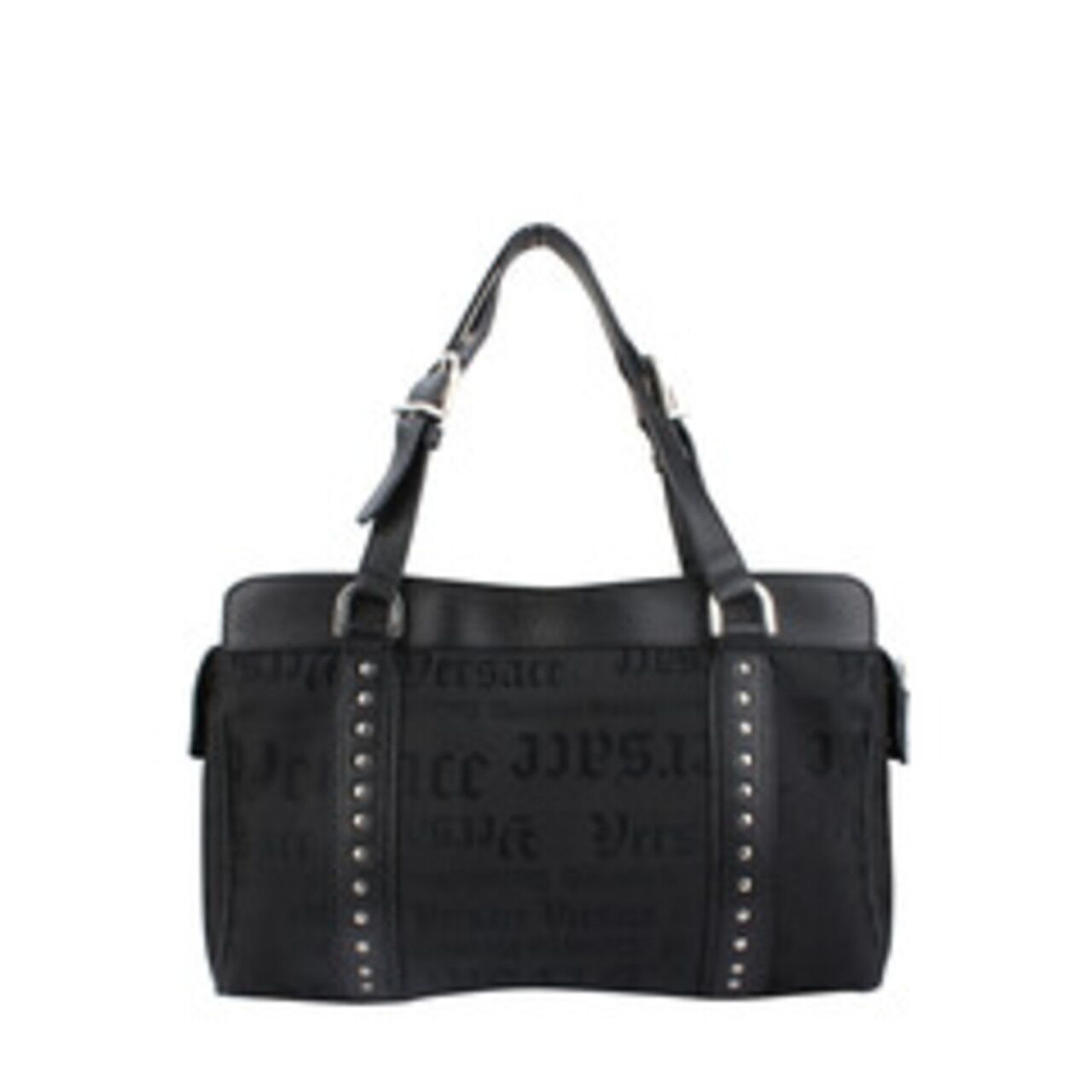 Versace Black Canvas Logo Handbag
