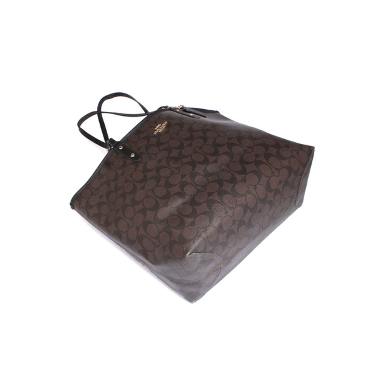 Coach Tote Bag Signature Open City Brown Black