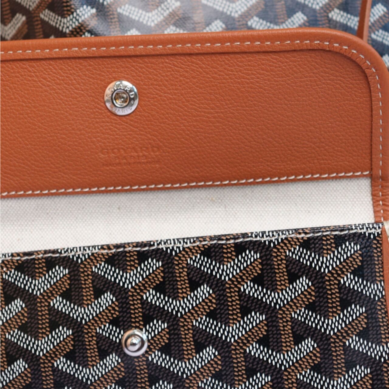 Goyard ST Louis PM Chevron Bag In Black Tan