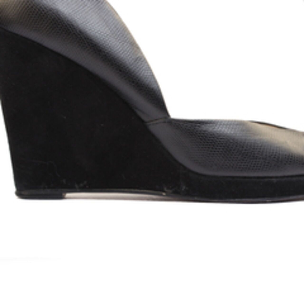 Michael Kors Peep Toe Wedges Latvia Suede Leather Black Wedges