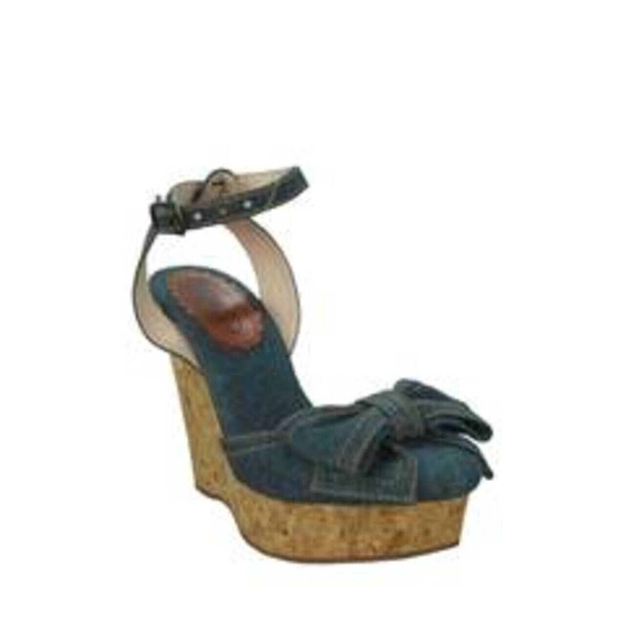 Red Valentino Bow Jeans Blue Wedges