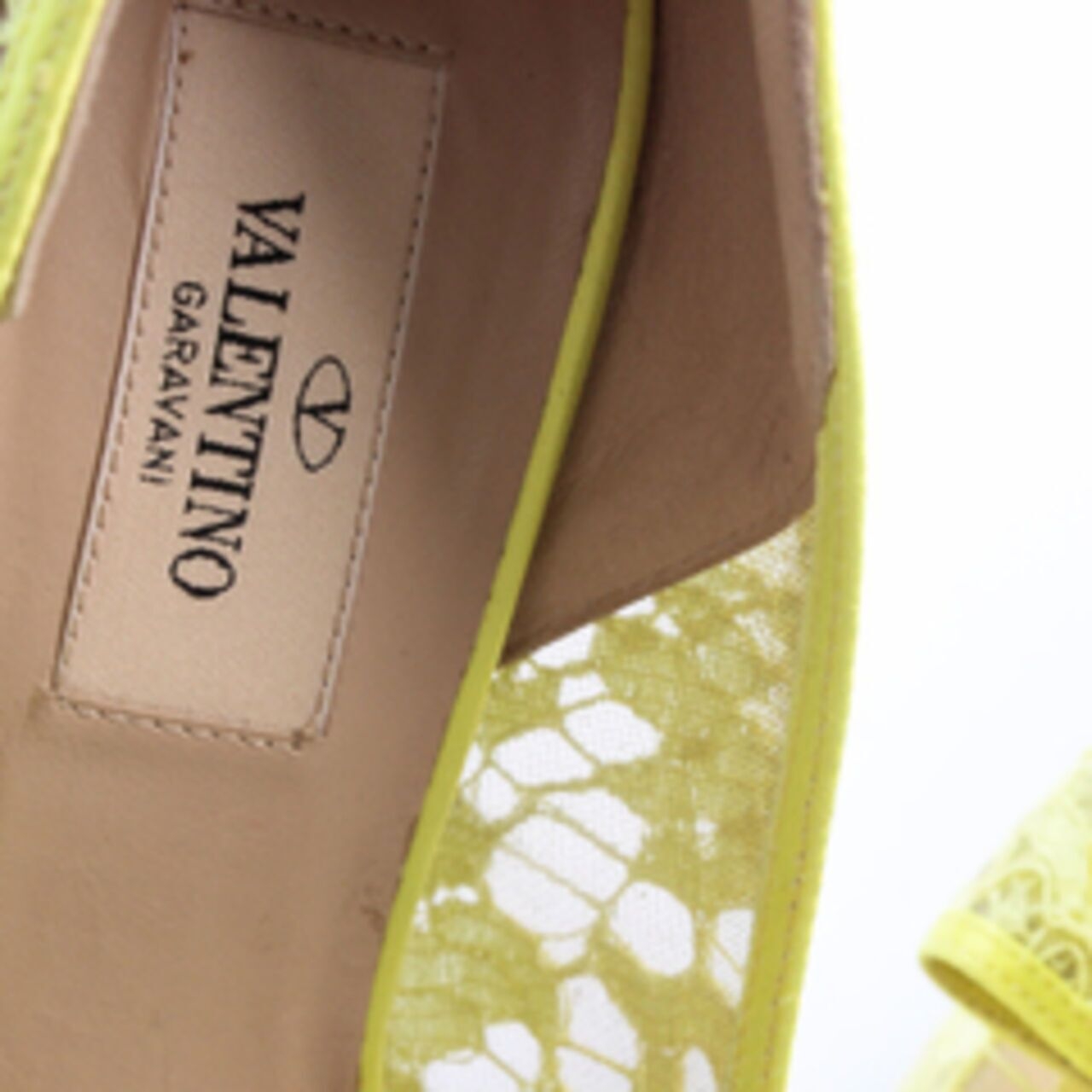 Valentino Garavani Mesh Lace Platform Heels In Yellow Heels