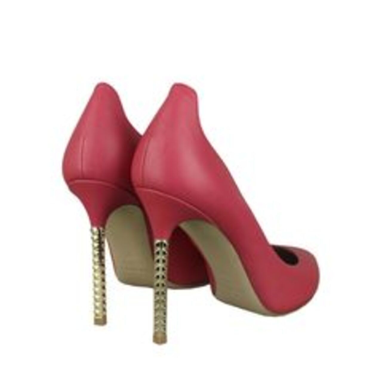 Valentino Garavani Fuschia Leather Gold Rockstud" Heel Pointed Toe Pumps Heels