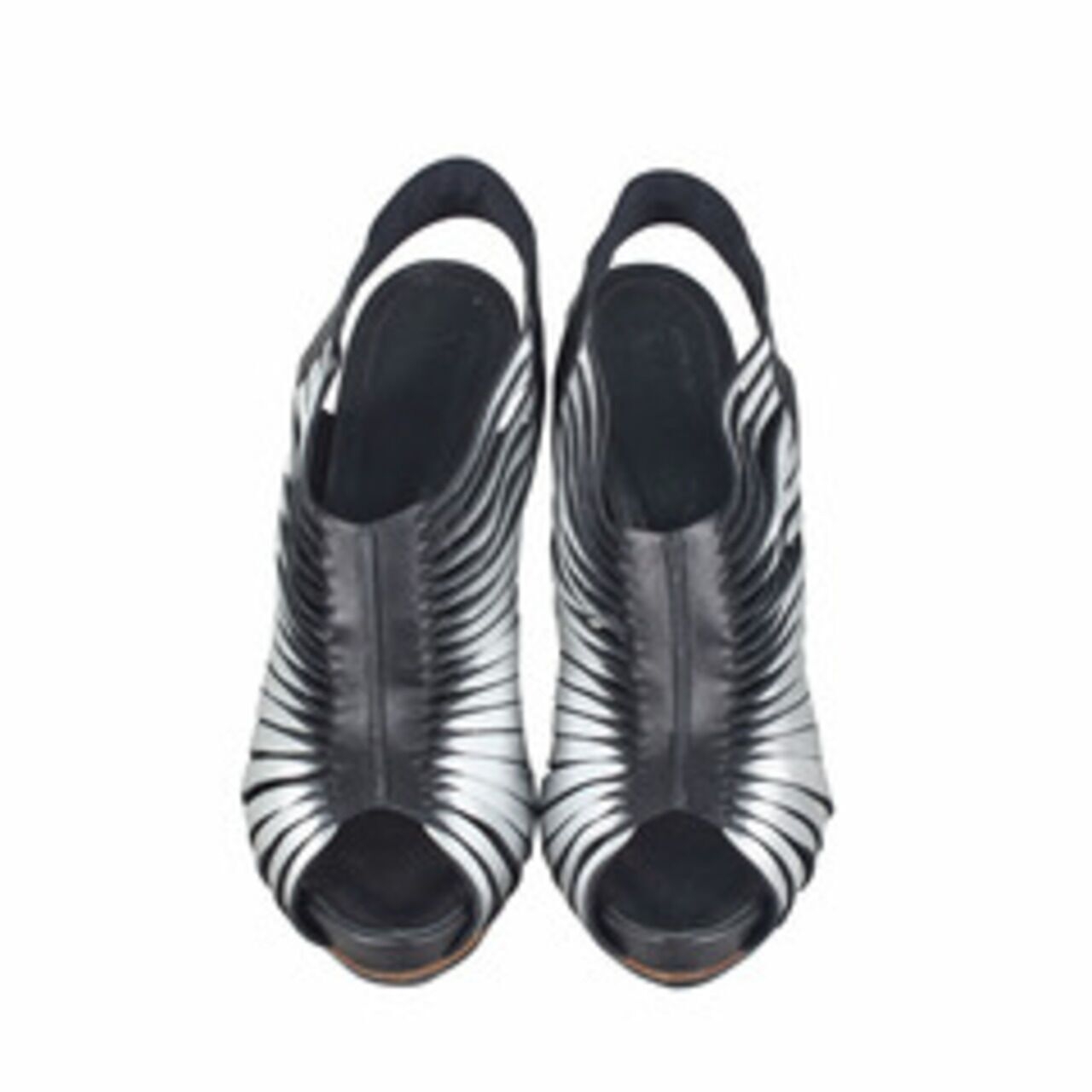 Alexander McQueen Sandals Black Leather Schutz Cutout Heels
