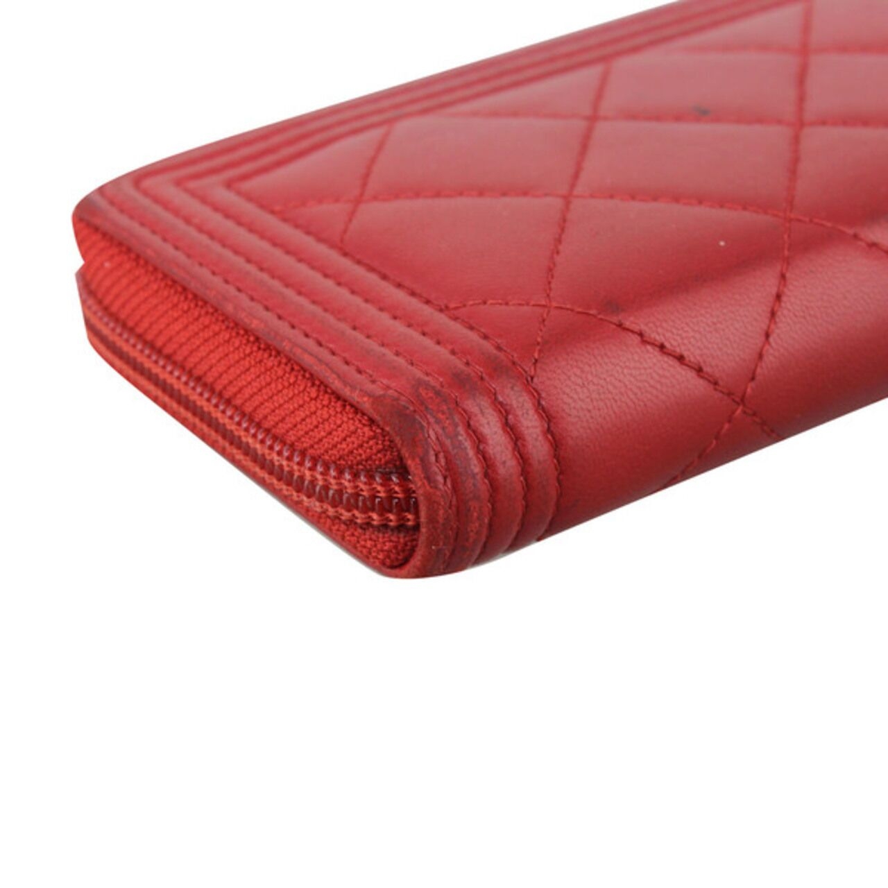 Chanel Lambskin Quilted Small Boy Zip Around Wallet