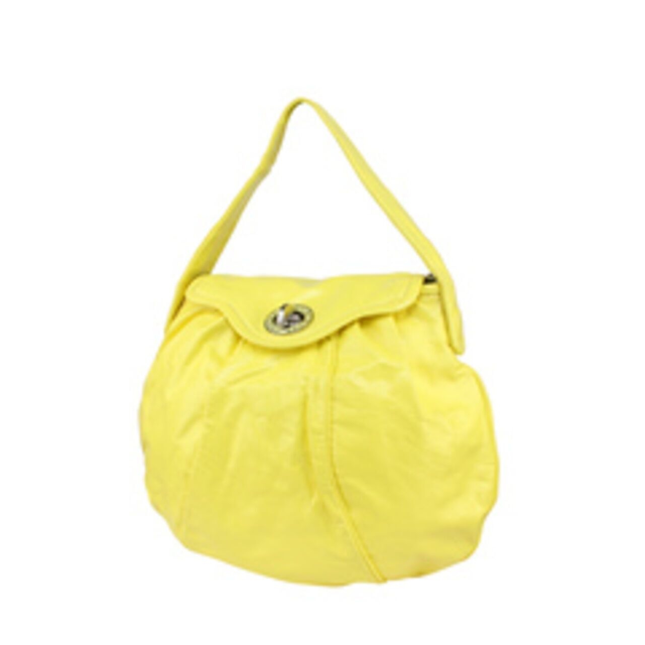 Marc by Marc Jacob Posh Turnlock Hobo Crinkled Patent Yellow Leather Shoulder Bag