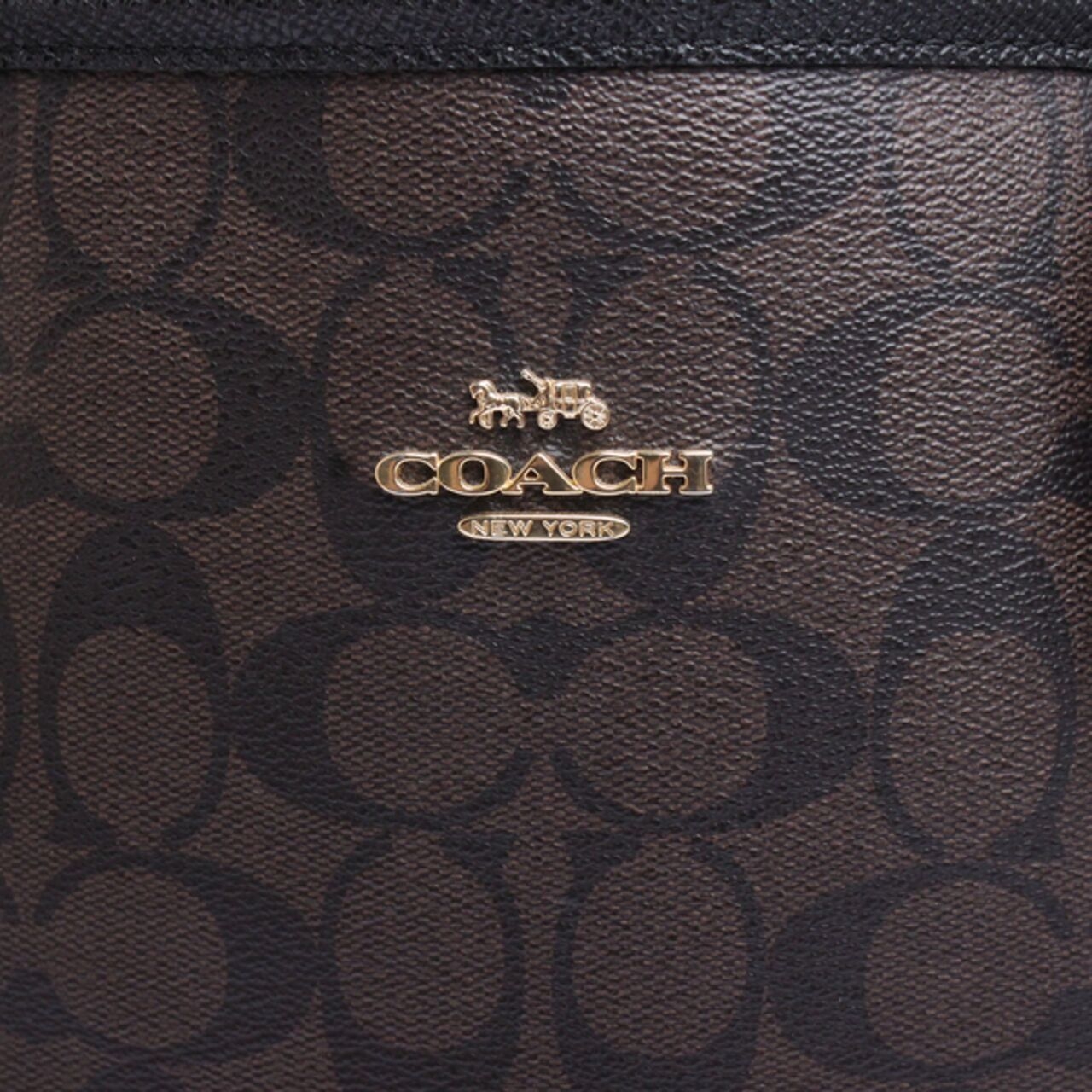 Coach Tote Bag Signature Open City Brown Black