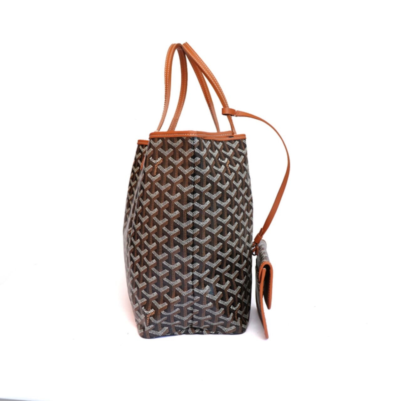 Goyard ST Louis PM Chevron Bag In Black Tan