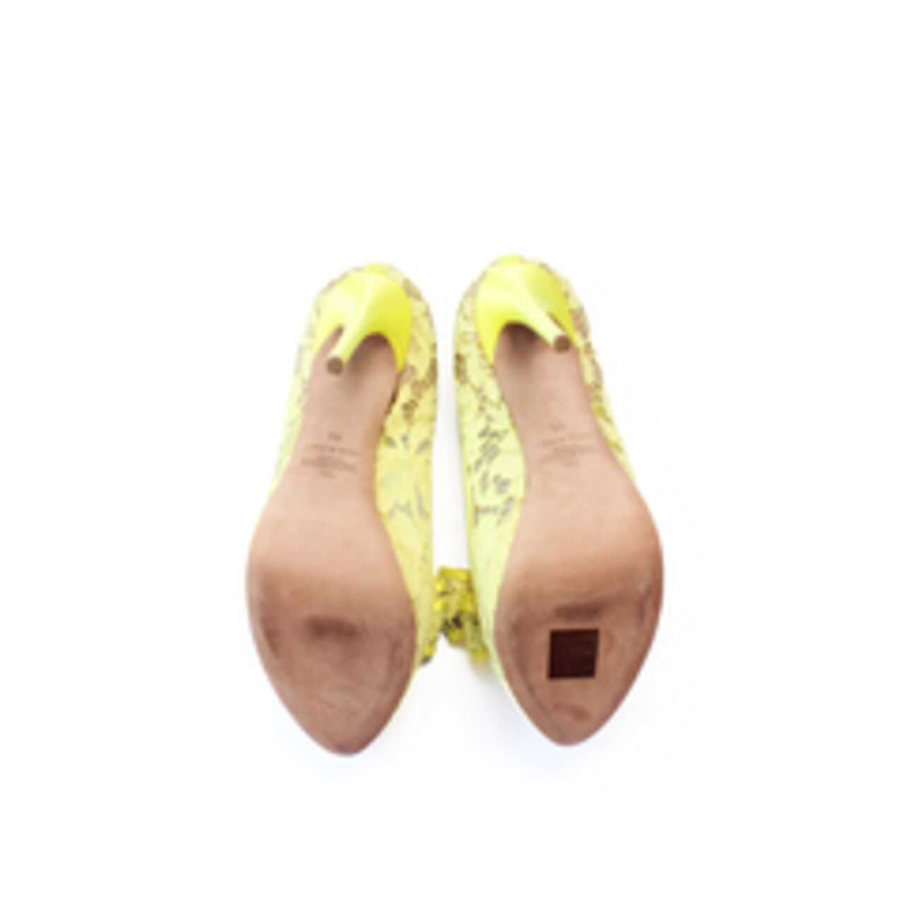 Valentino Garavani Mesh Lace Platform Heels In Yellow Heels