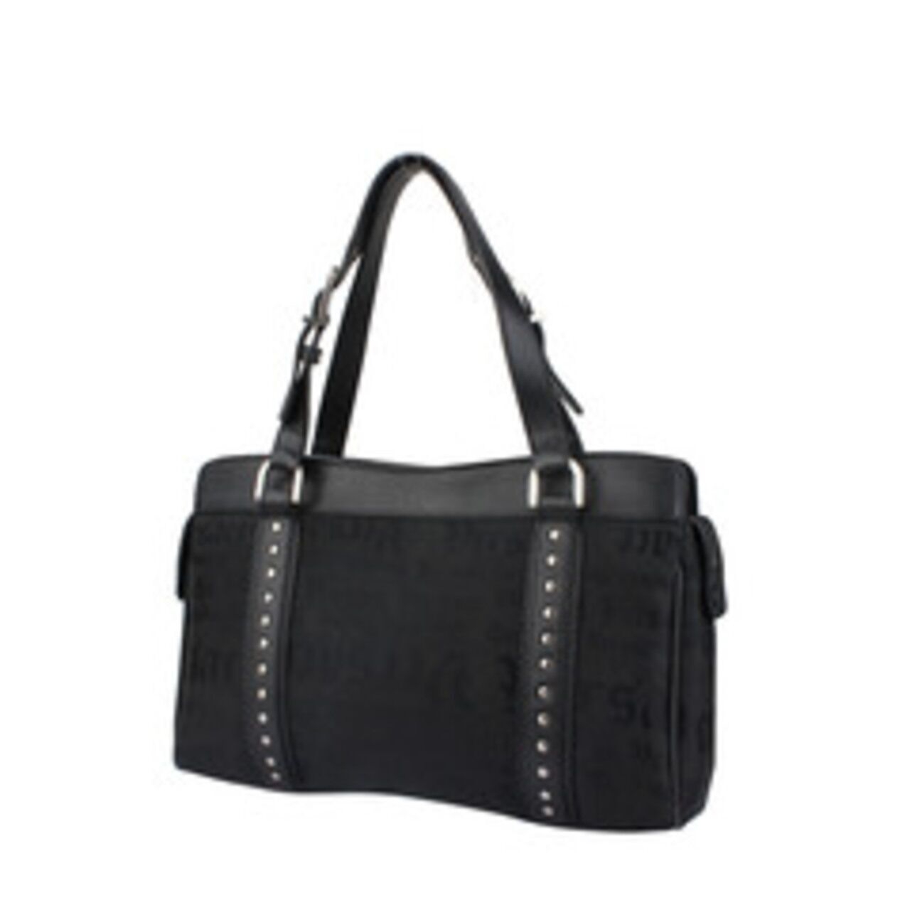 Versace Black Canvas Logo Handbag