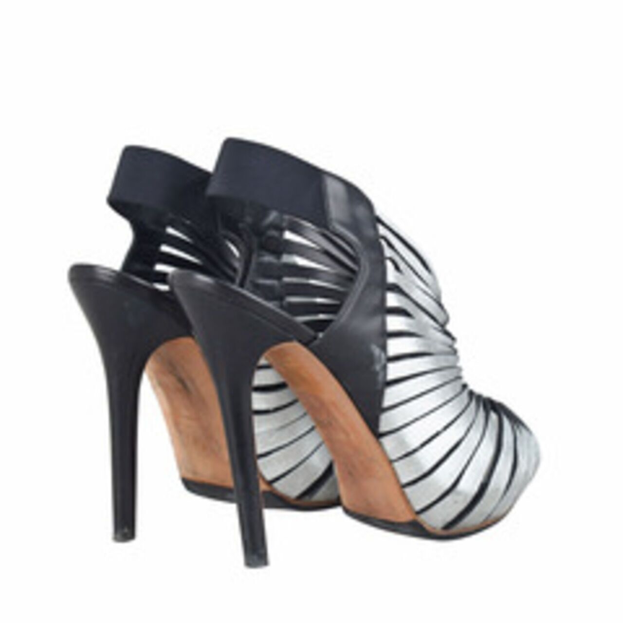 Alexander McQueen Sandals Black Leather Schutz Cutout Heels