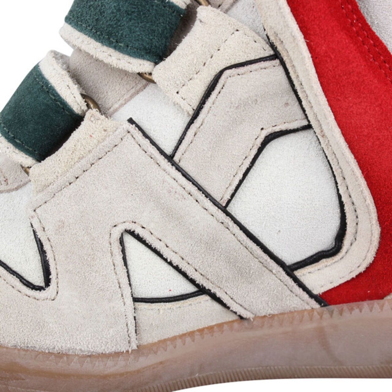 Isabel Marant Beige Suede Red Green High Top Sneakers