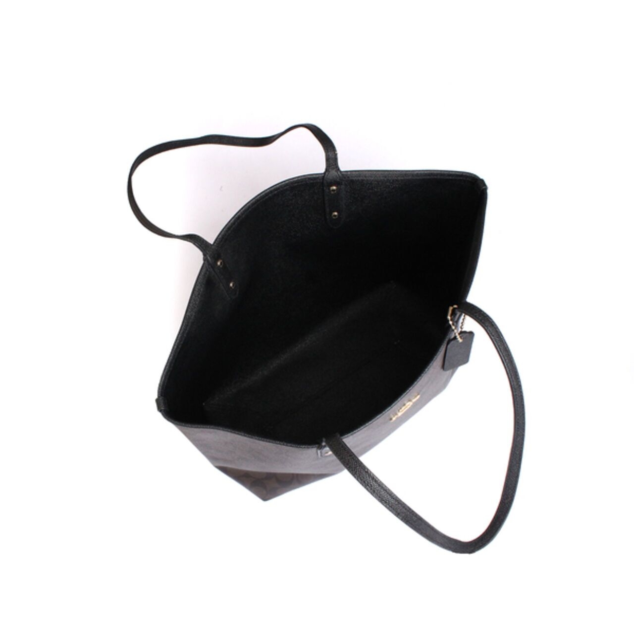 Coach Tote Bag Signature Open City Brown Black