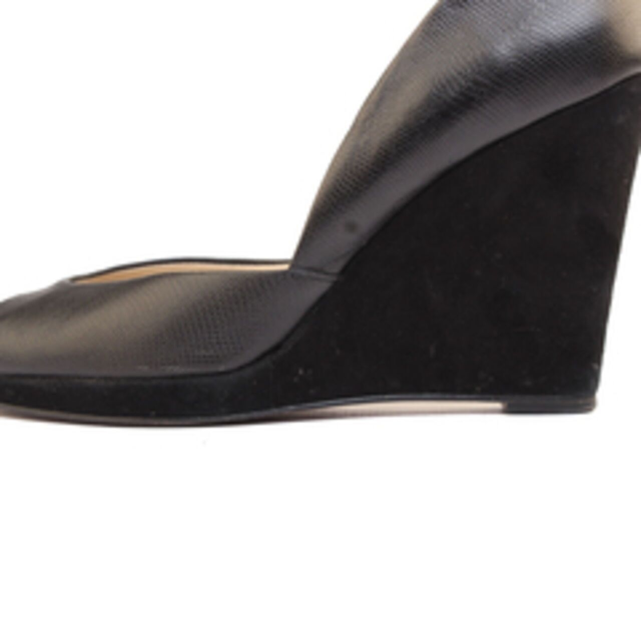 Michael Kors Peep Toe Wedges Latvia Suede Leather Black Wedges