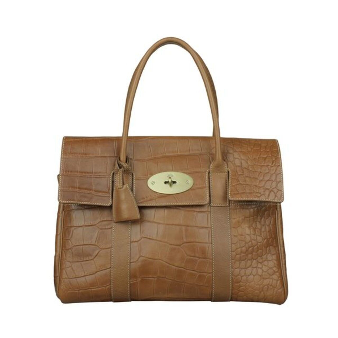 Mulberry Brown Croc Embossed Leather Bayswater Satchel