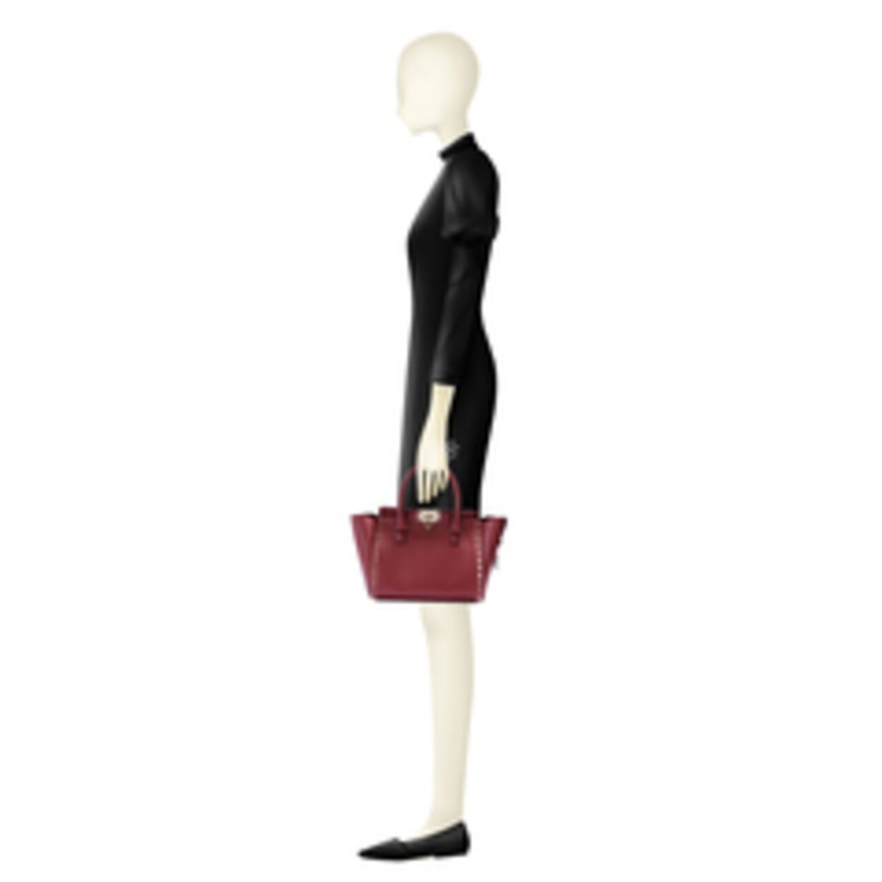Valentino Red Leather Rockstud Small Double Handle Handbag