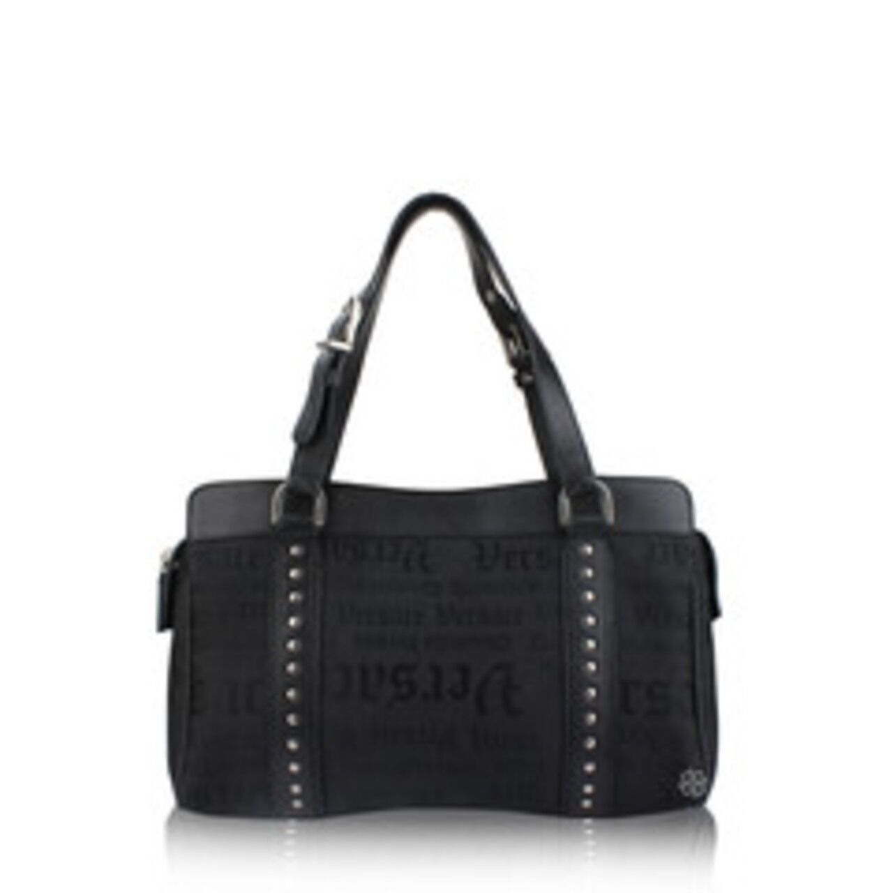 Versace Black Canvas Logo Handbag