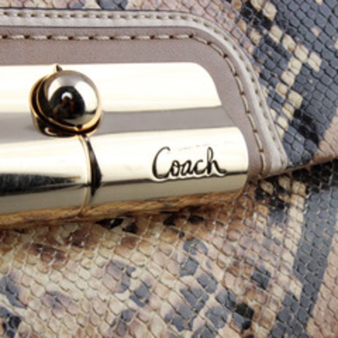 Coach Kristin Leather Embossed Python Round Satchel