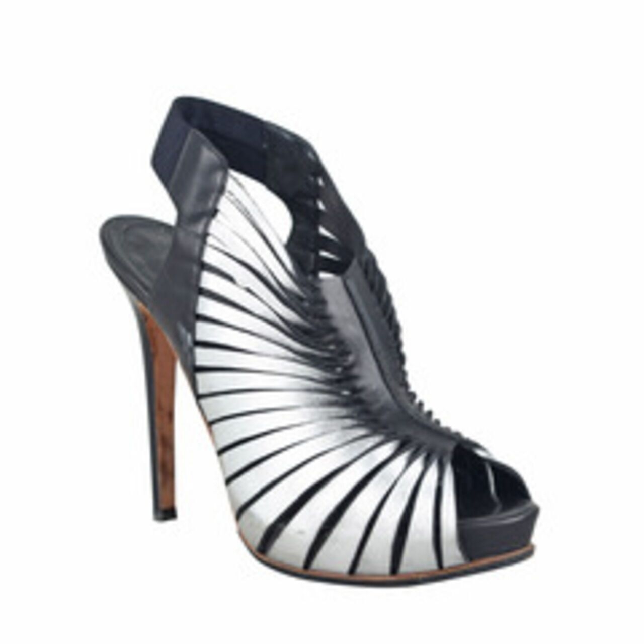 Alexander McQueen Sandals Black Leather Schutz Cutout Heels