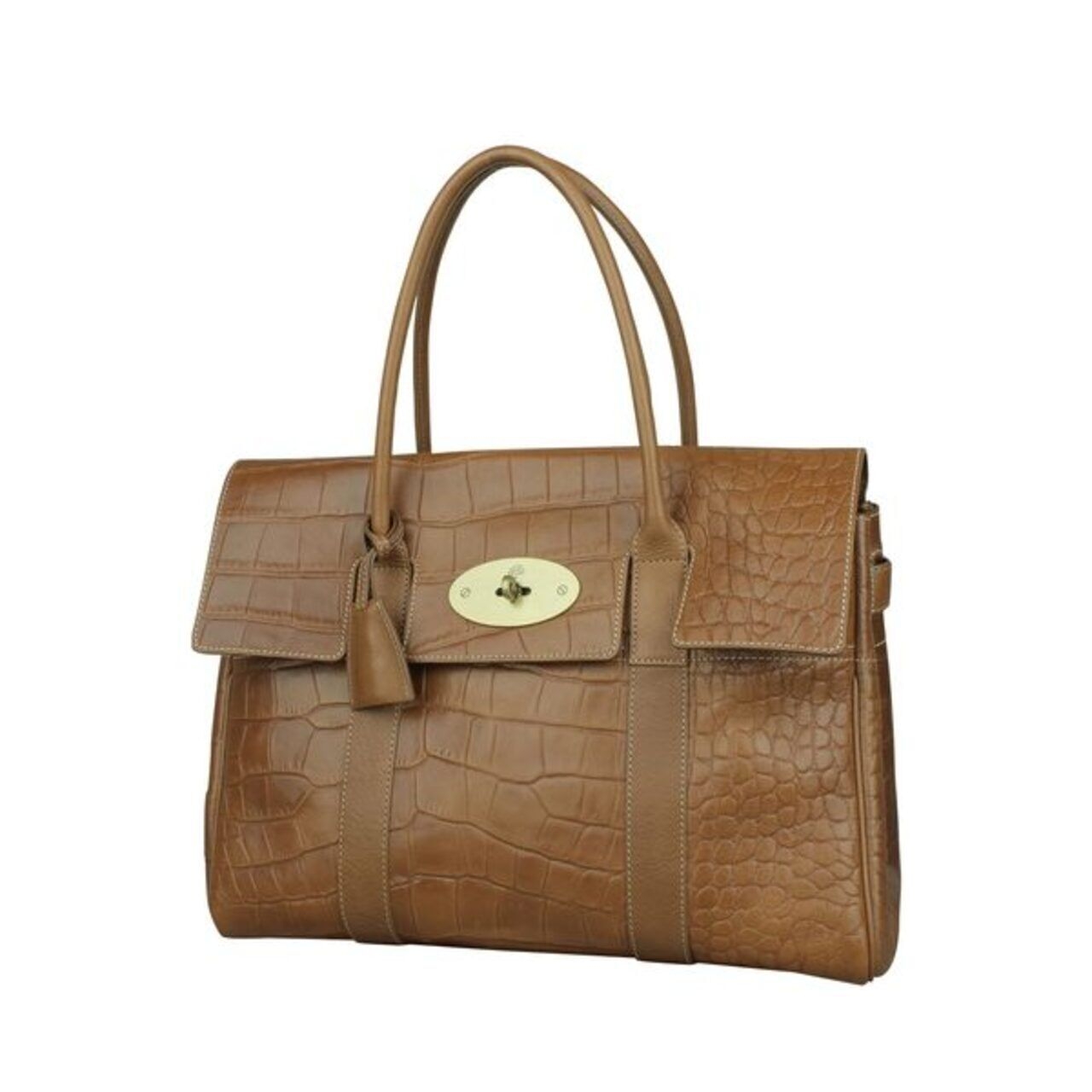 Mulberry Brown Croc Embossed Leather Bayswater Satchel