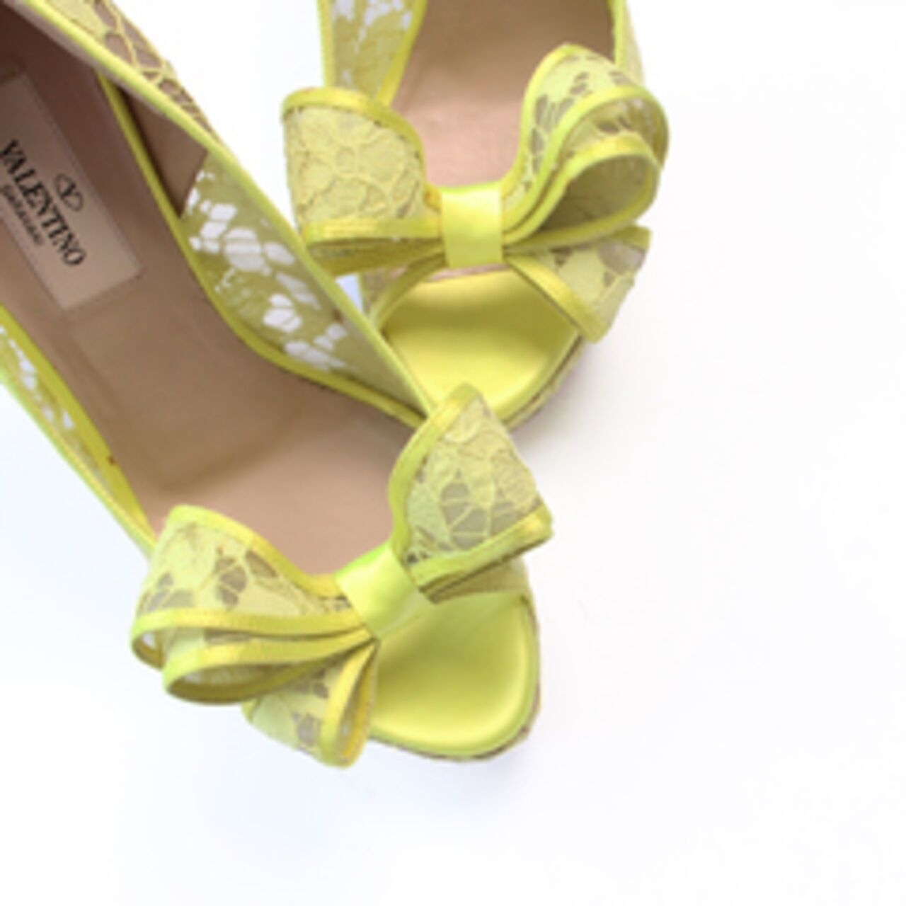 Valentino Garavani Mesh Lace Platform Heels In Yellow Heels