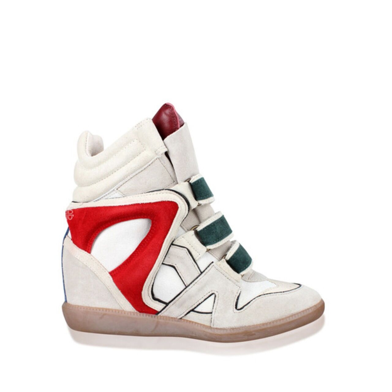 Isabel Marant Beige Suede Red Green High Top Sneakers