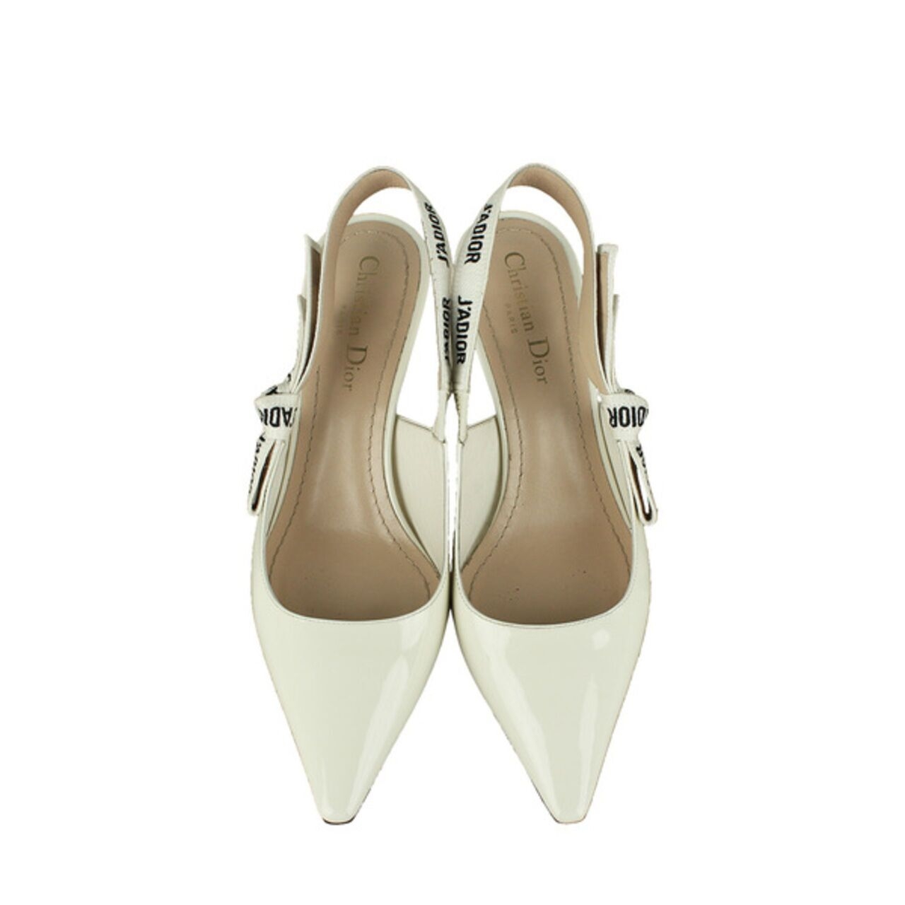 Christian Dior Patent J'Adior Slingback Pumps in Off White