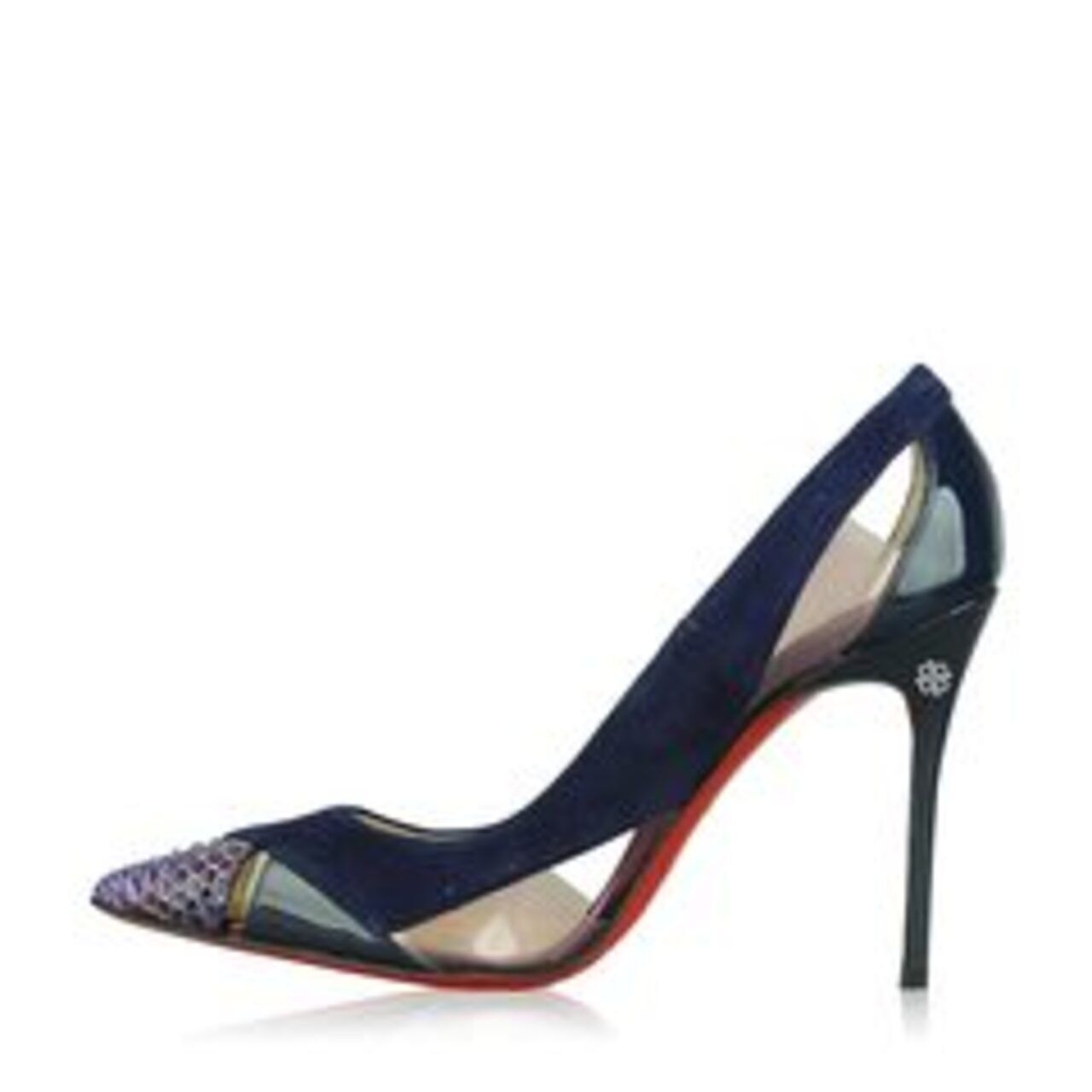 Christian Louboutin Purple Snakeskin Suede Patent Leather Heels
