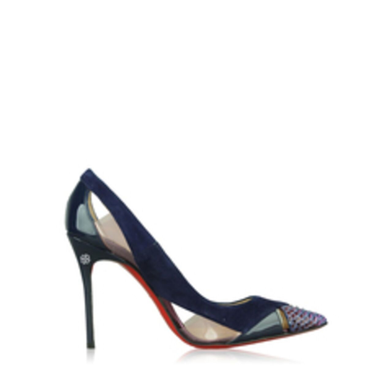 Christian Louboutin Purple Snakeskin Suede Patent Leather Heels
