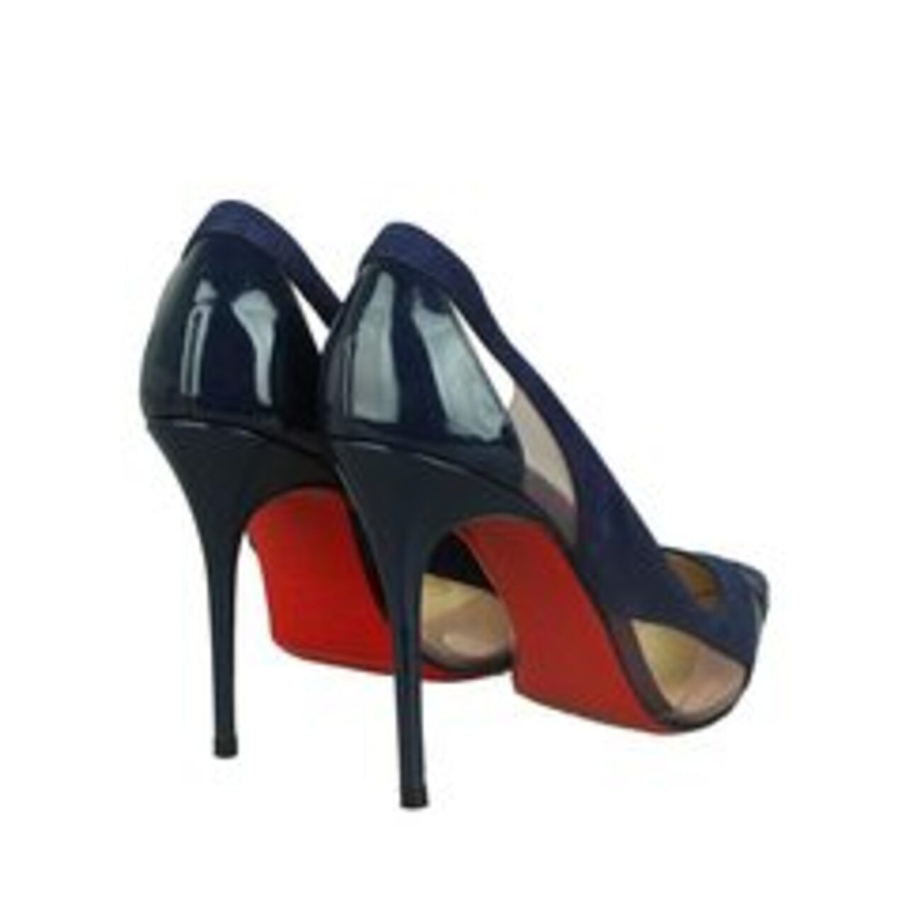 Christian Louboutin Purple Snakeskin Suede Patent Leather Heels