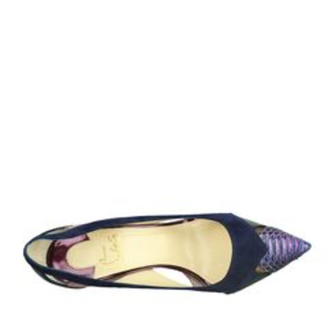 Christian Louboutin Purple Snakeskin Suede Patent Leather Heels