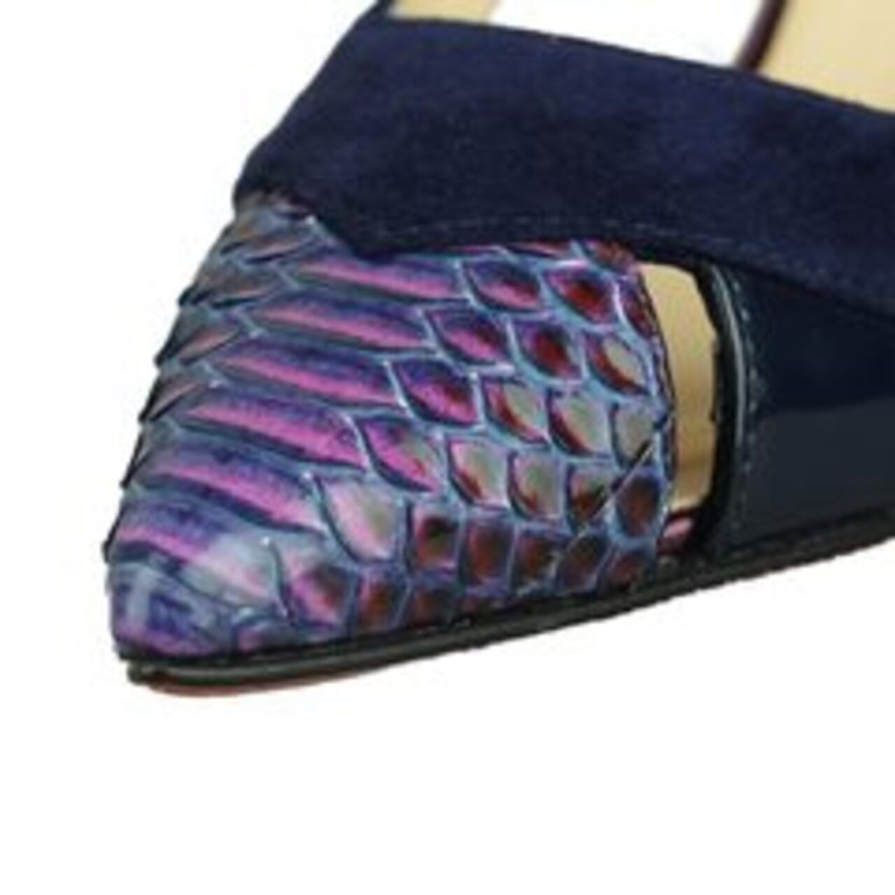 Christian Louboutin Purple Snakeskin Suede Patent Leather Heels
