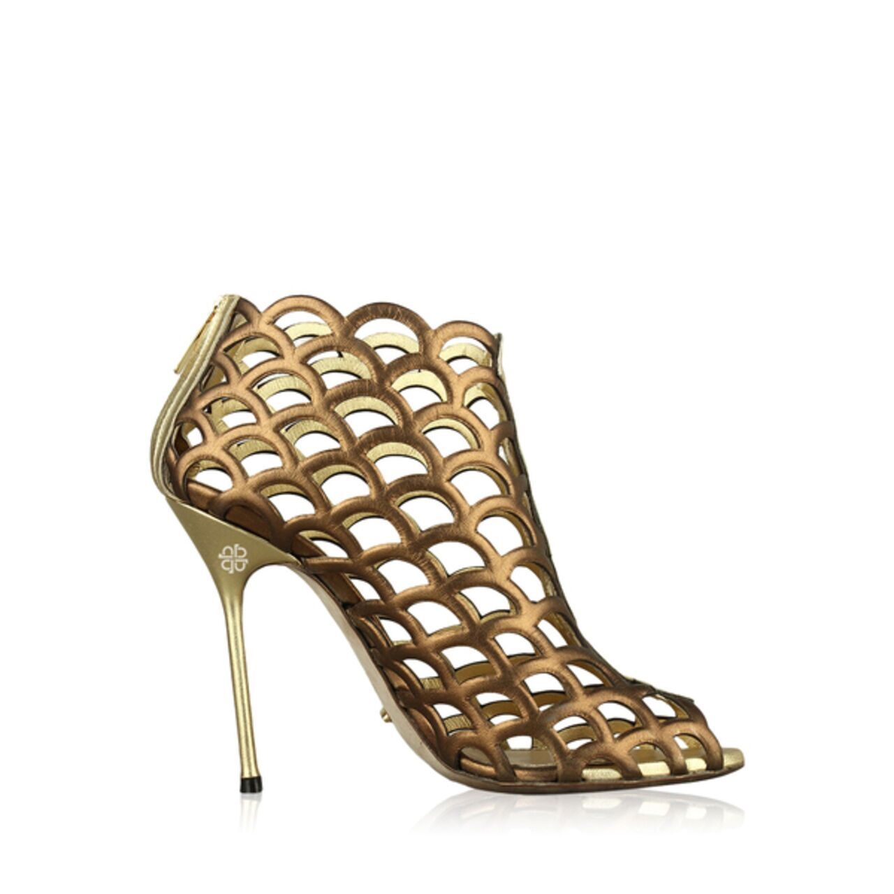 Sergio Rossi Mermaid Cage Open Gold Boots