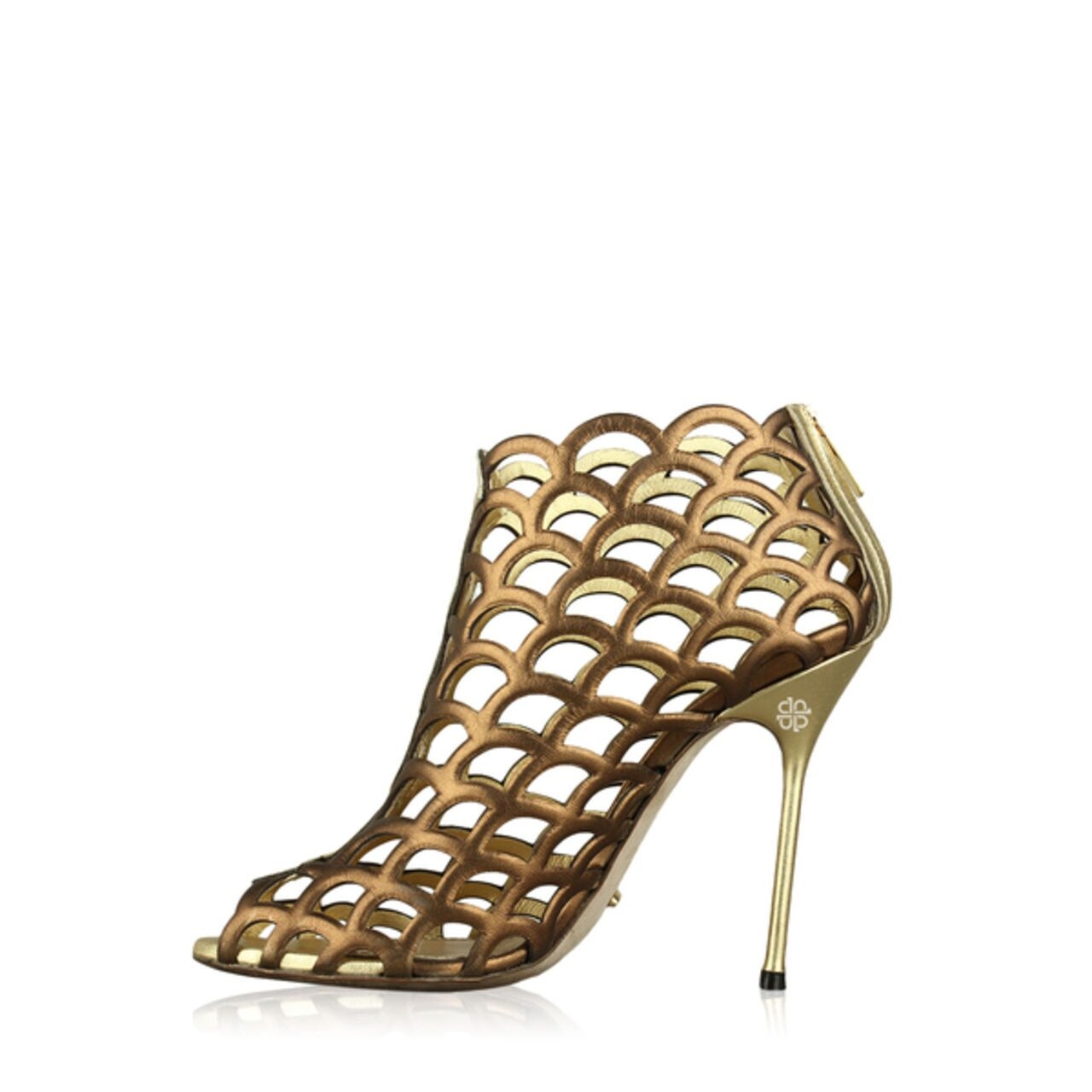 Sergio Rossi Mermaid Cage Open Gold Boots
